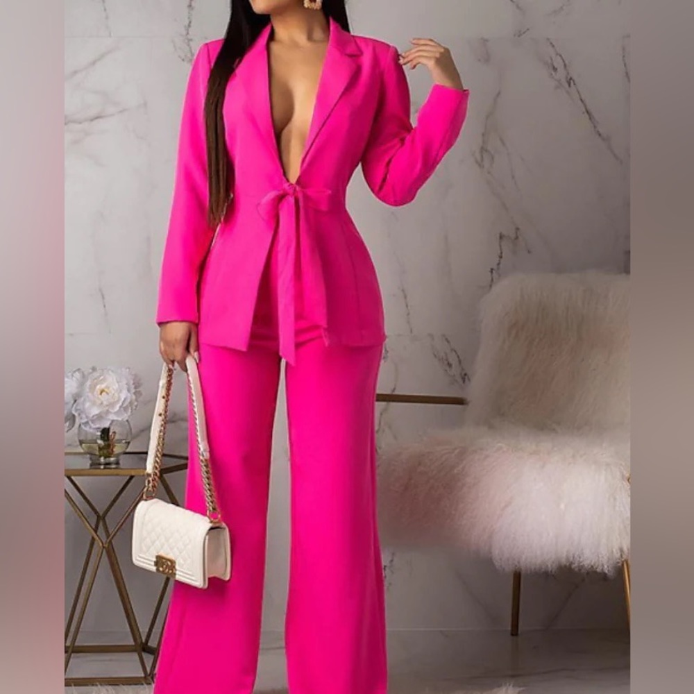 7th Ave NYCo hot pink ladies pantsuit